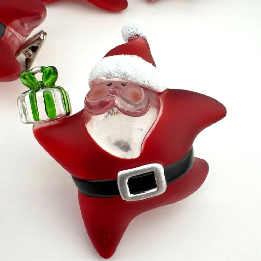 Star Santa 10 Novelty Set‎ Branch Clip On To Christmas Lights Indoor Outdoor